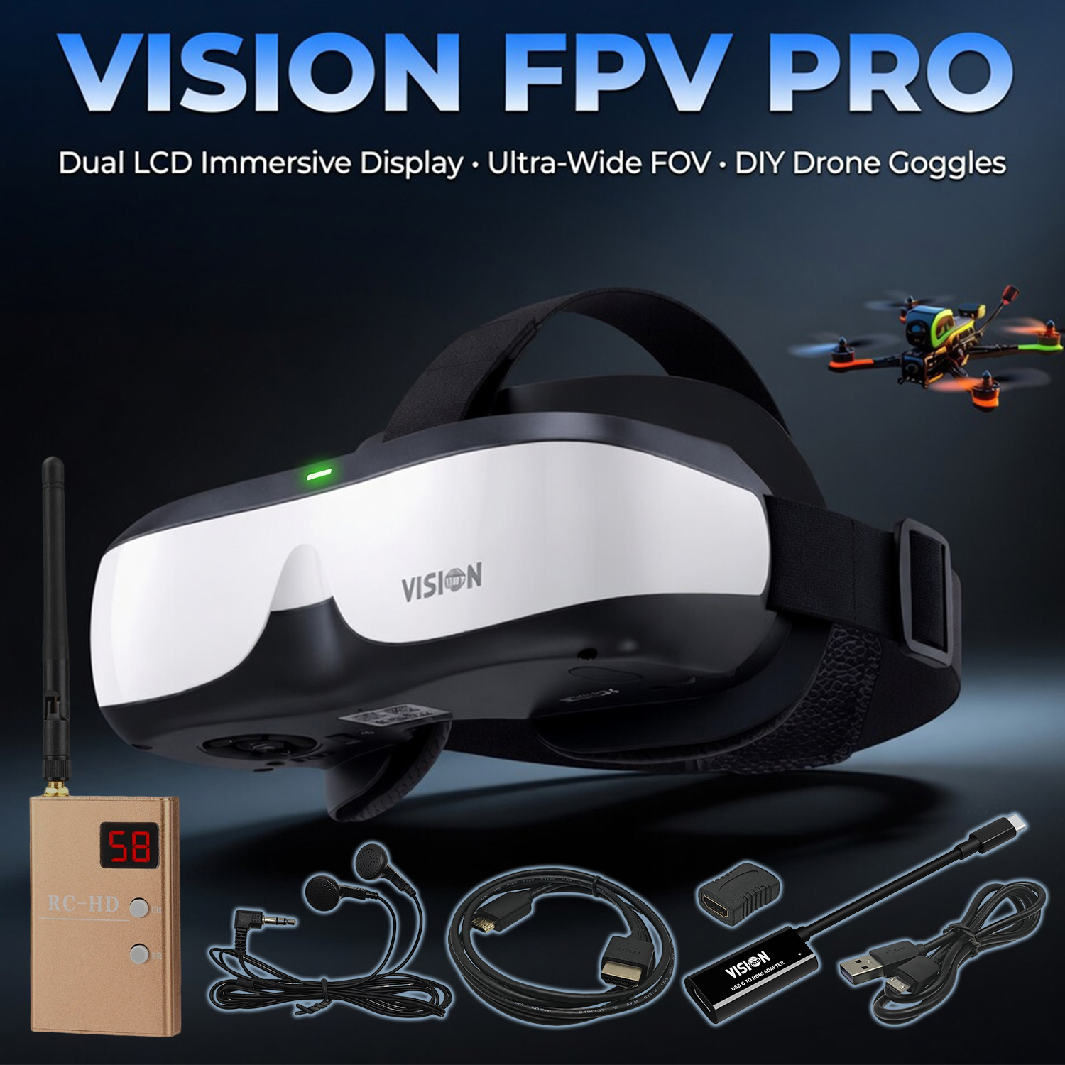 FPVゴーグル、ヘッドマウントディスプレイ、アナログビデオレ - Skyzone Sky04O Pro Fpv Goggles のレビューと価格